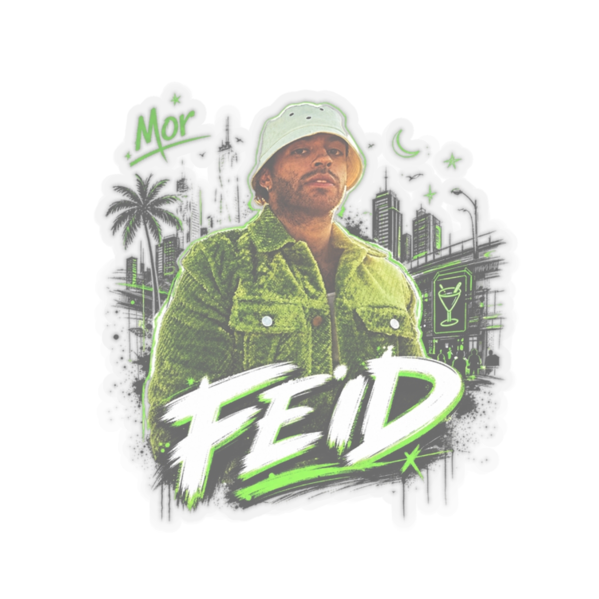 Feid " in bold handwritten font across the bottom. " Sticker